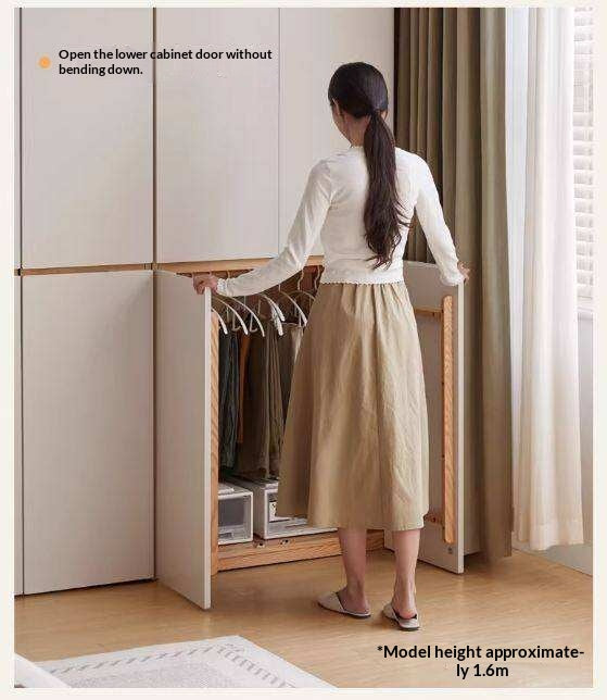 Oak Solid Wood Wardrobe with Double Doors
