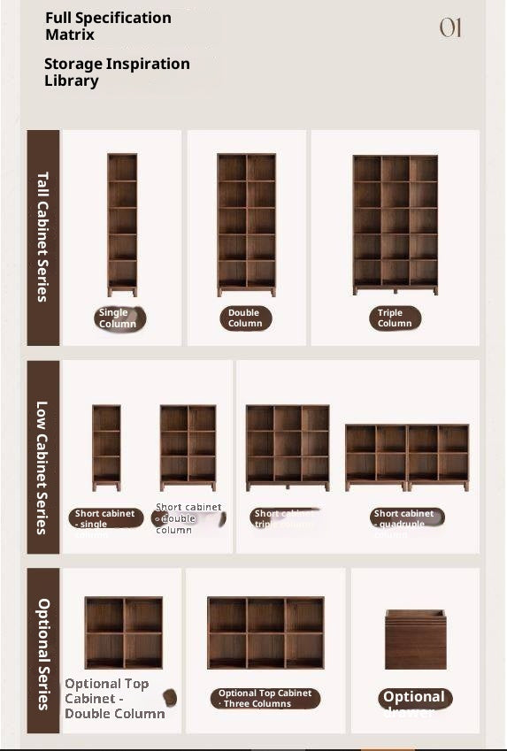 Sandalwood Solid Wood Light Luxury Style Bookshelf