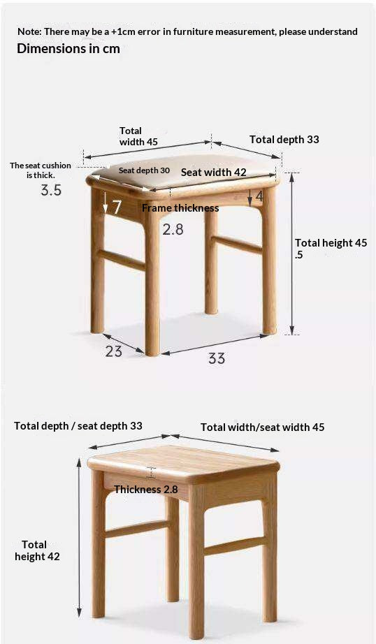 Oak Solid Wood Modern Soft Tea Stool