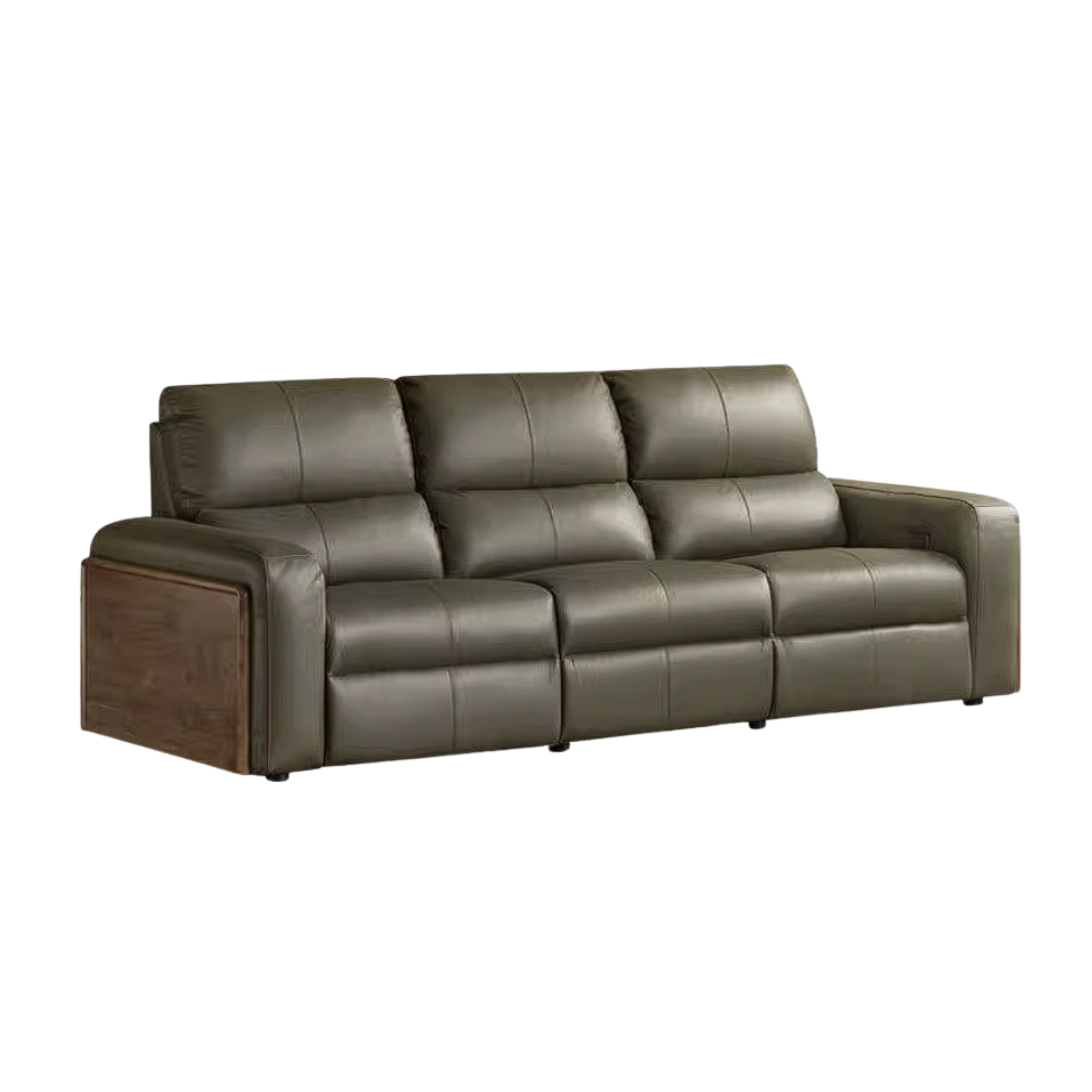 Black Walnut, Golden Sandalwood Solid Wood Top-Grain Genuine Leather Sofa Zero-Wall Recliner Design