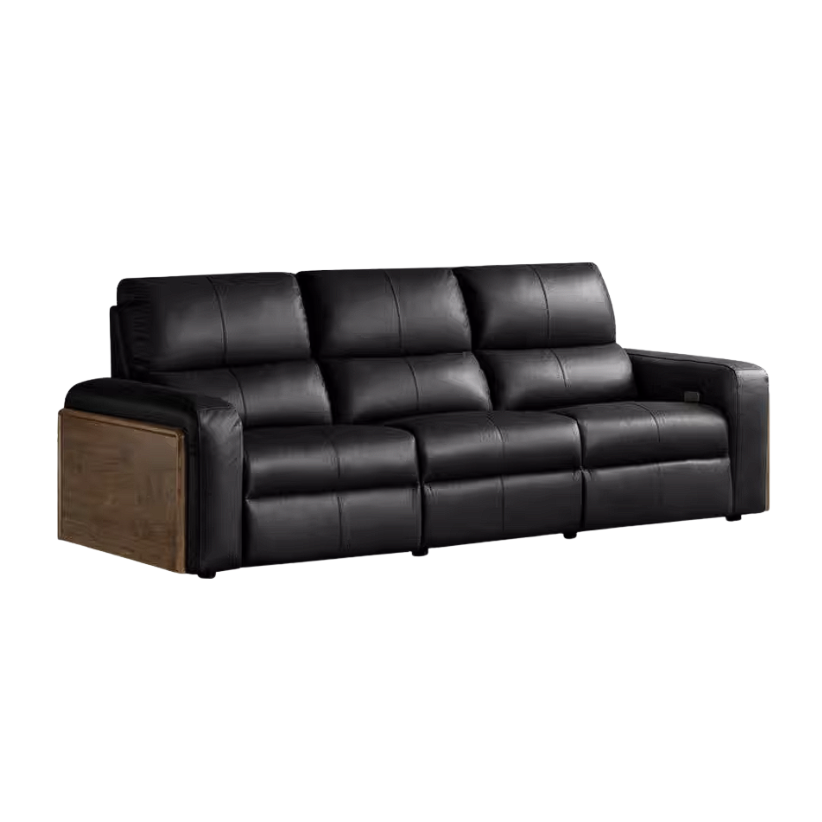 Black Walnut, Golden Sandalwood Solid Wood Top-Grain Genuine Leather Sofa Zero-Wall Recliner Design