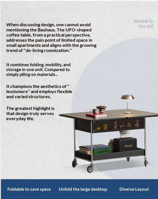 Tulipwood Solid Wood Foldable Coffee Table with Mobile Design