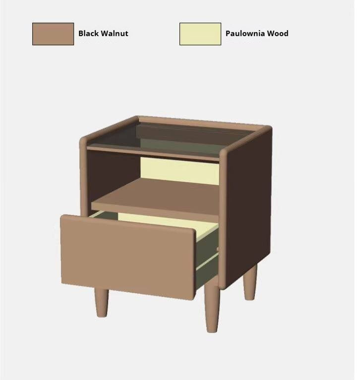 Black Walnut, Catalpa, Sandalwood Solid Wood Nightstand Modern Minimalist