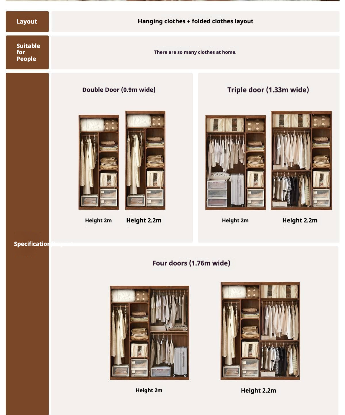 Oak Solid Wood Wardrobe with Recessed Groove Handles