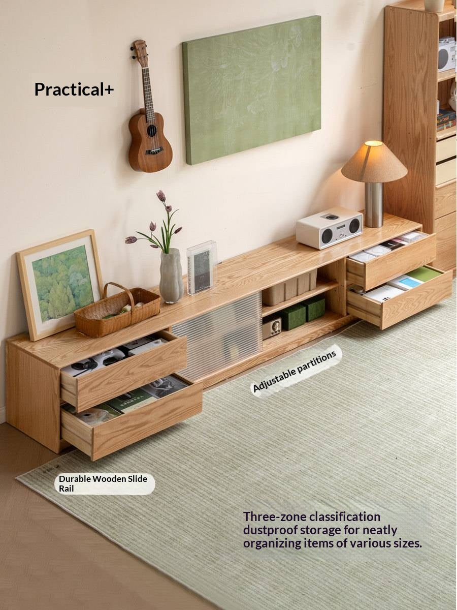 Solid RubberWood, Oak Solid Wood TV Cabinet Floor Combination