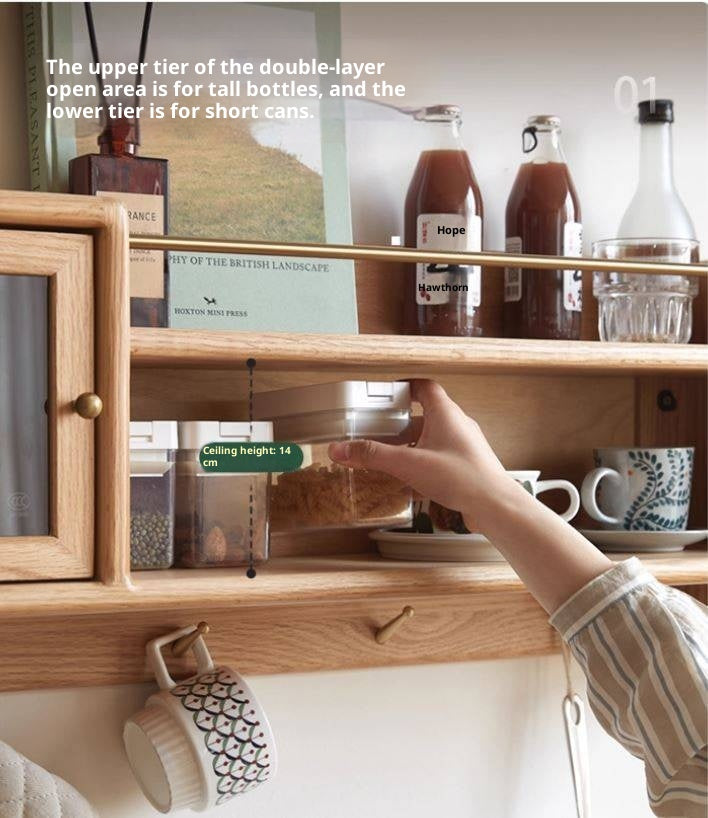 Oak Solid Wood Wall-Mounted Modern Cabinet