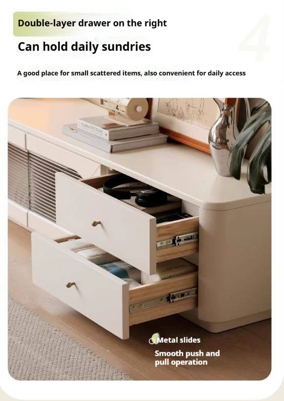 Solid RubberWood TV Cabinet Floor-Standing Low Cabinet.