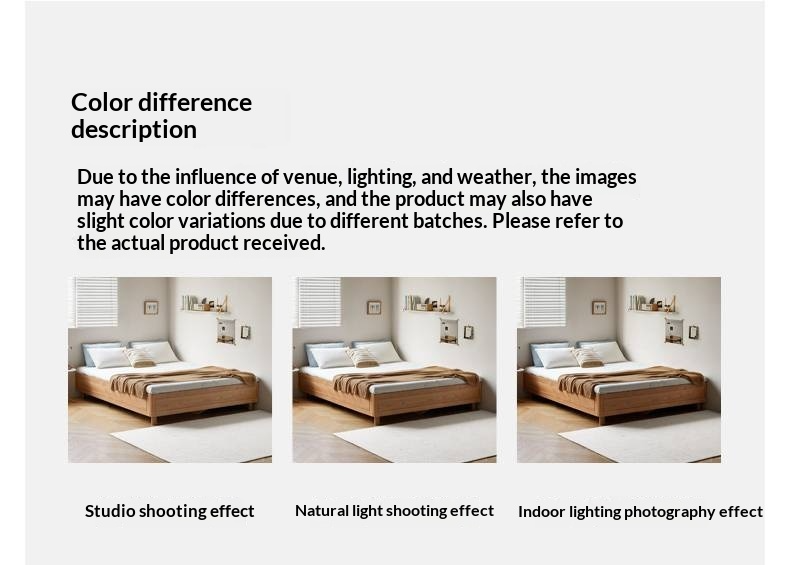 Oak Solid Wood Platform Box Bed, Headboard-Free Box Bed