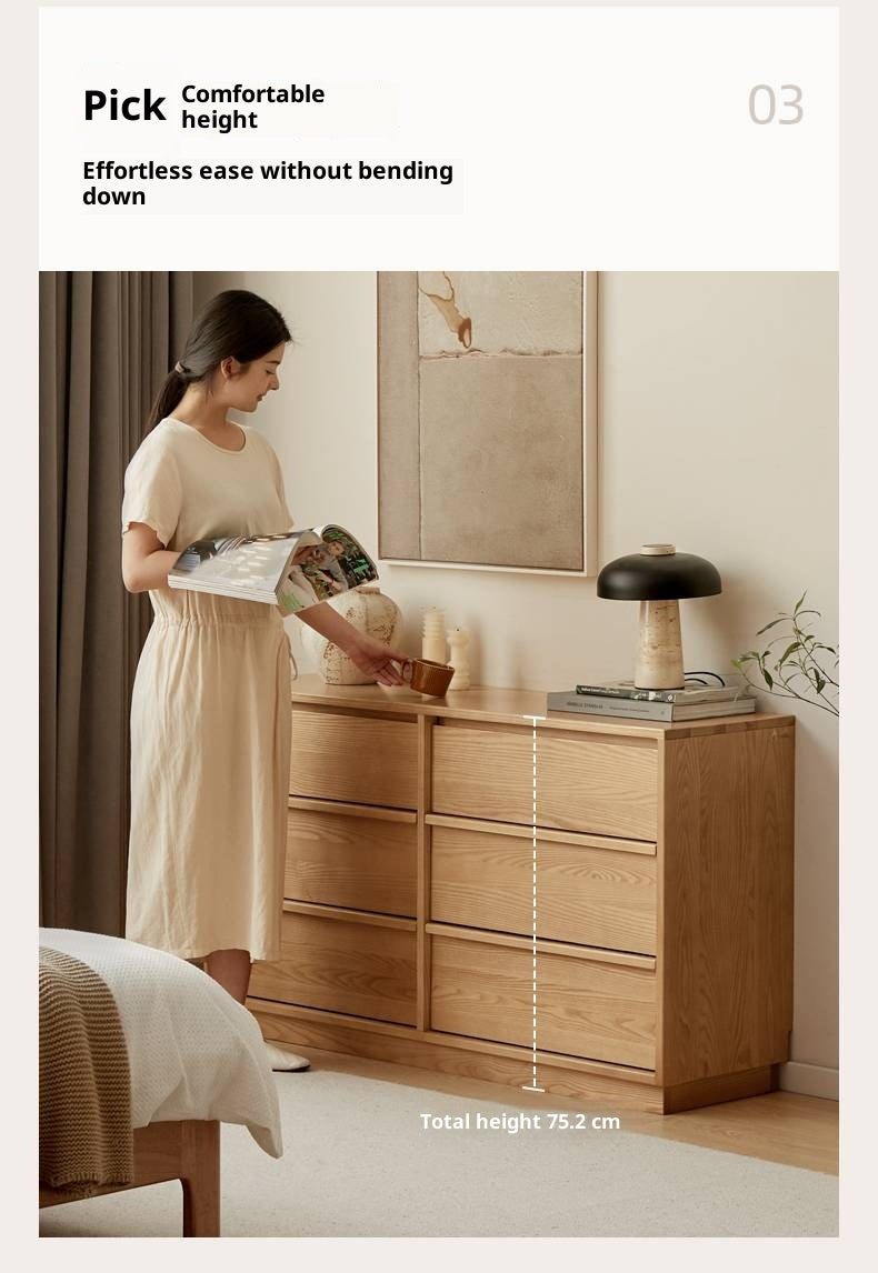 Ash, Oak Solid Wood Wabi-sabi Style Chest Of Drawers