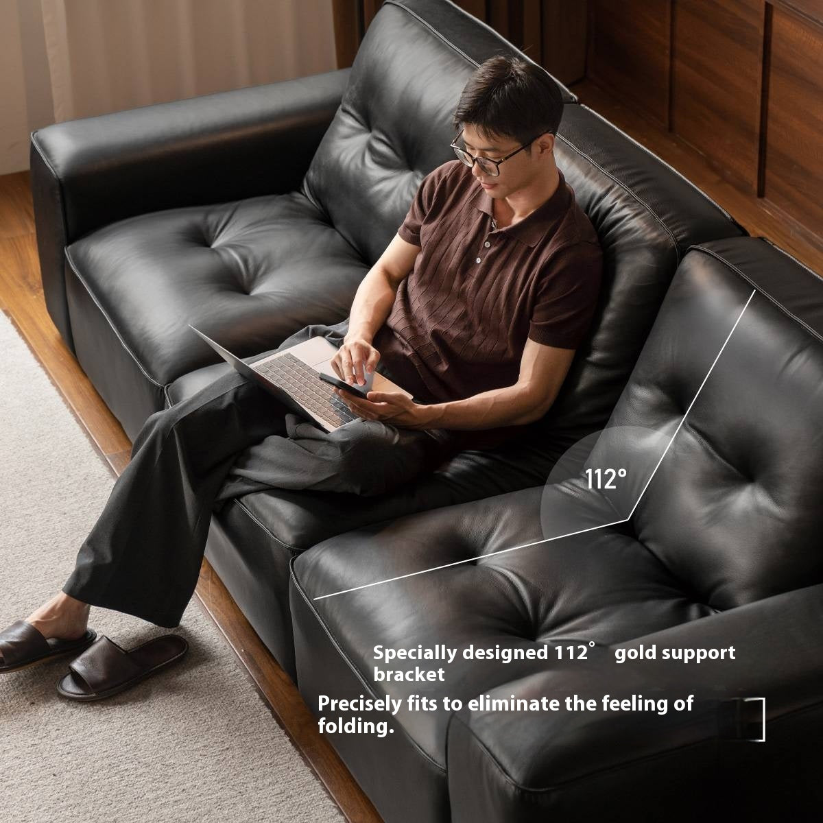Light Luxury Black Diamond Straight Sofa