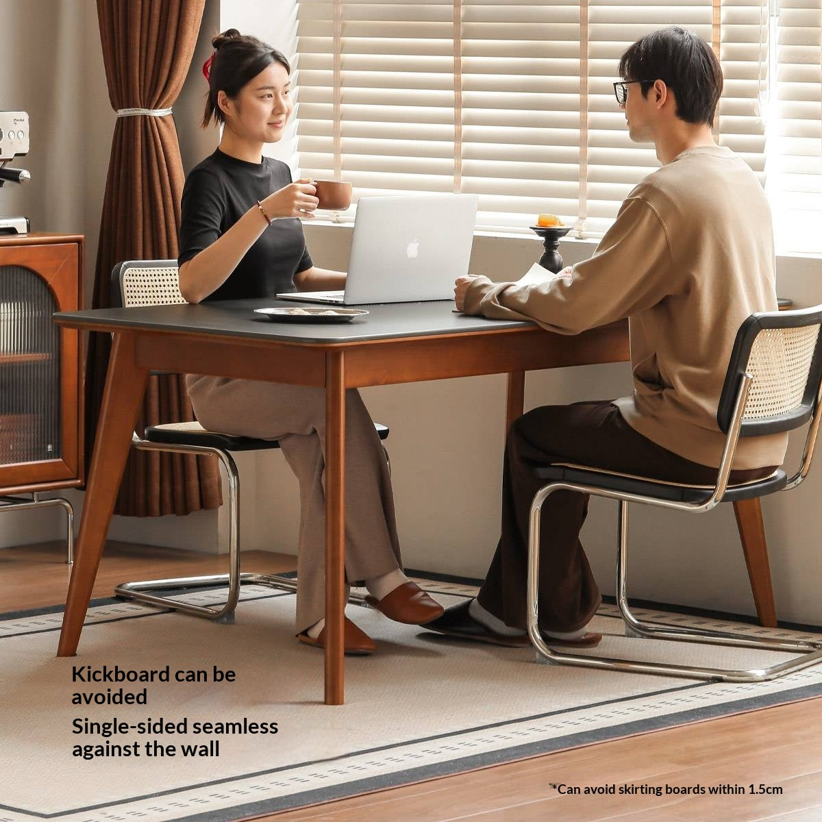 Tulipwood Solid Wood Retro Style Dining Table