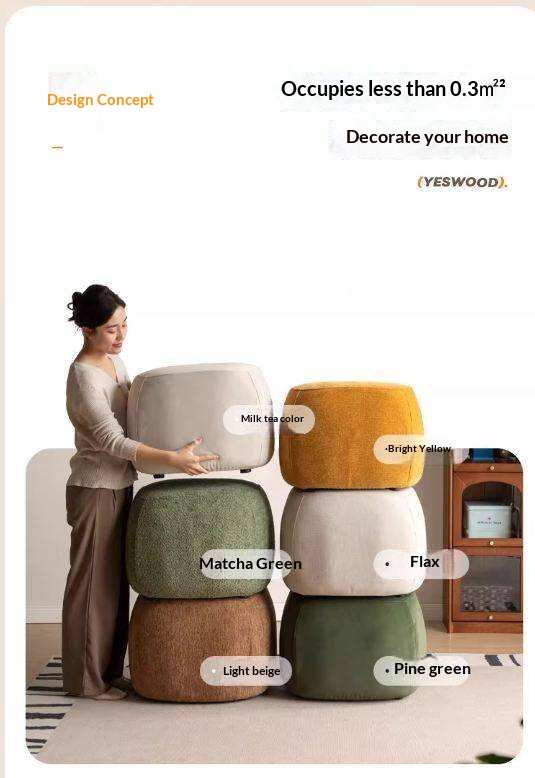 Modern fabric pouf, sofa stool and footrest