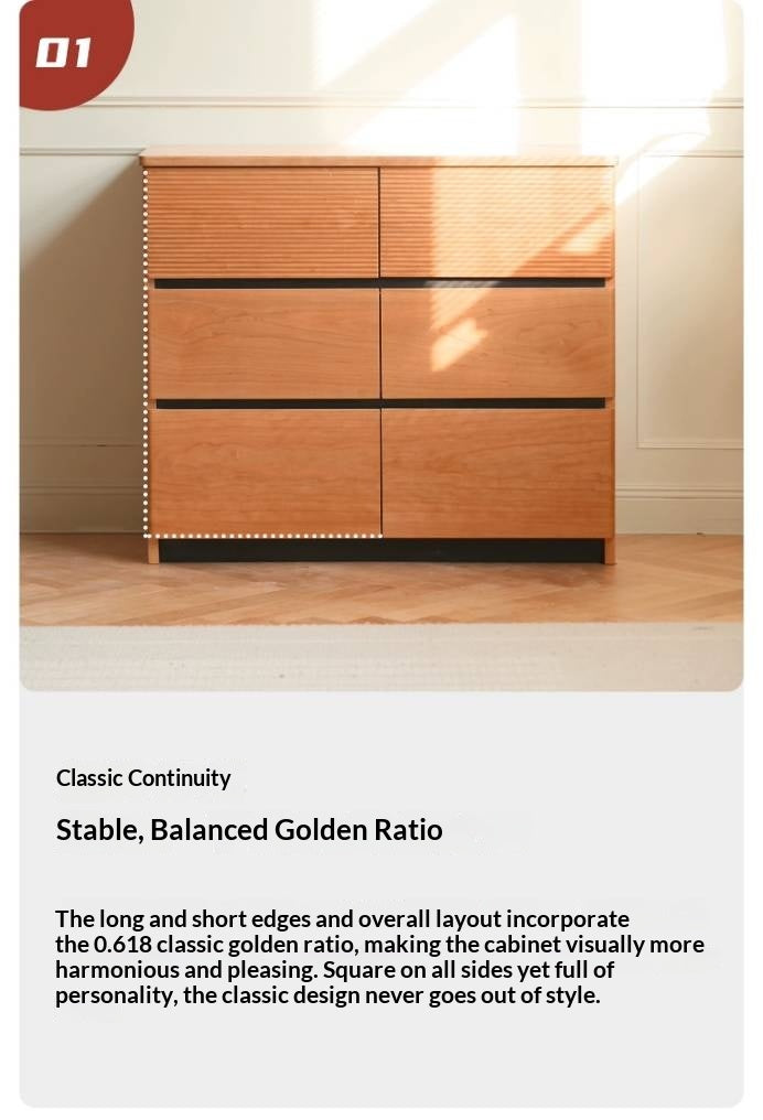 Cherry Solid Wood Six-Drawer Chest, Storage Chest