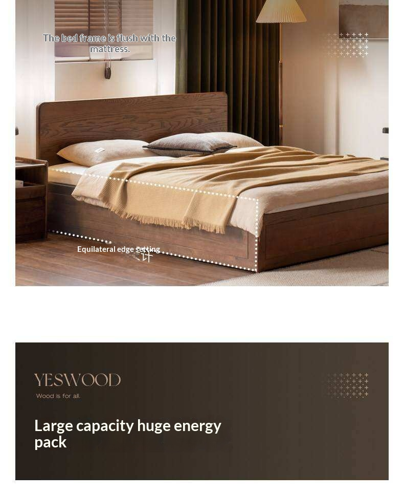 Oak Solid Wood Modern Simple Double Storage Box Bed