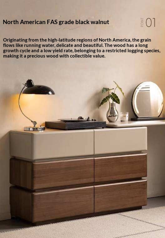 Black Walnut, Poplar Solid Wood Vanity Table Modern Italian Design