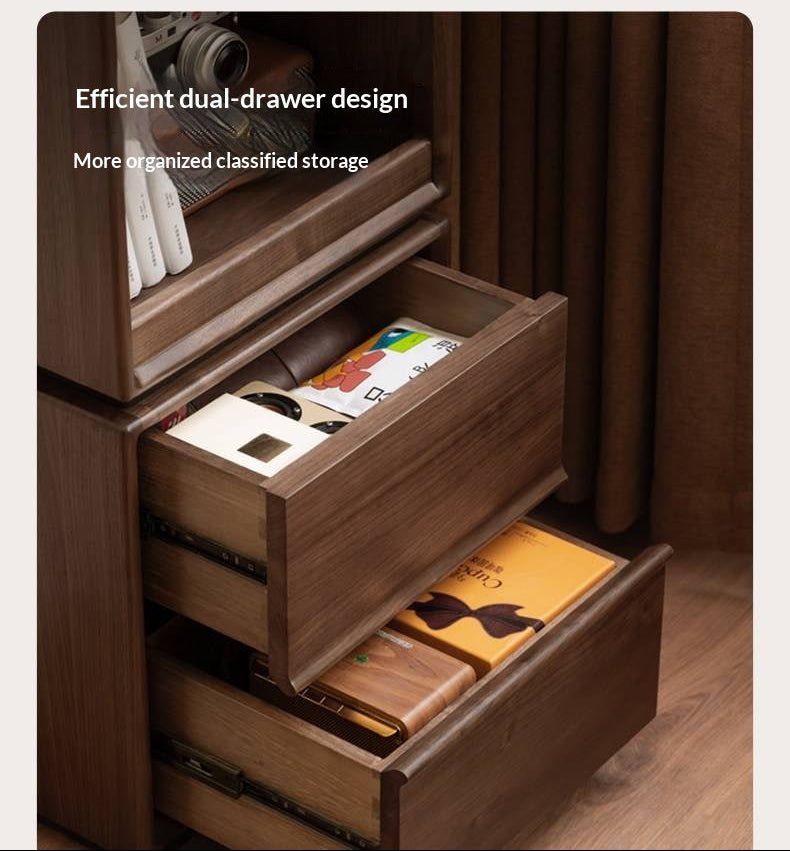 Black Walnut, Sandalwood Solid Wood Italian Light Luxury Bookshelf