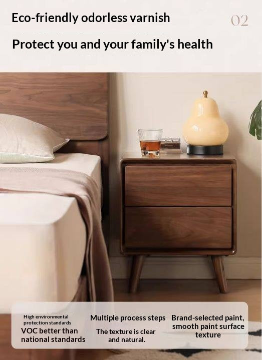 Solid Longan Hardwood Minimalist Style Nightstand