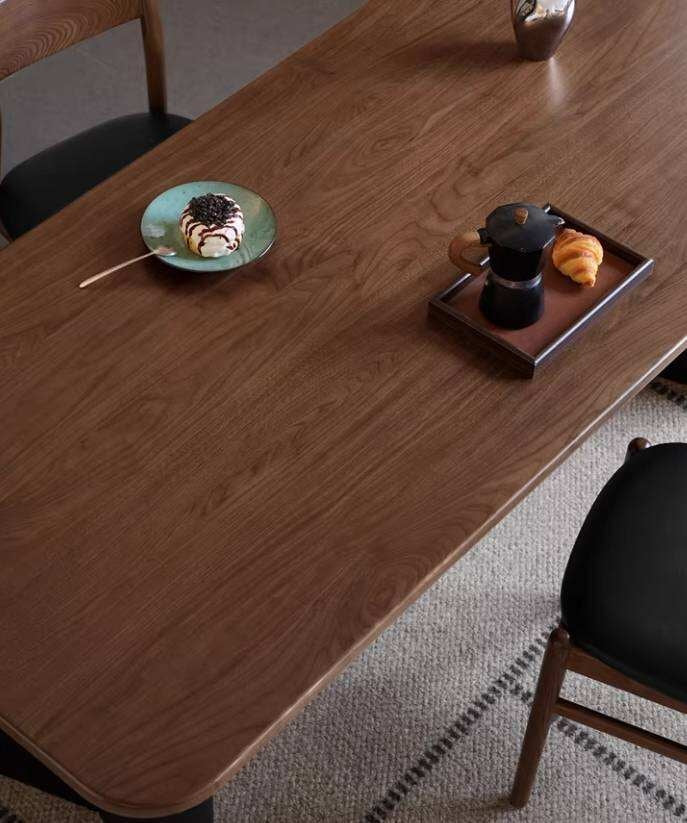 Black Walnut Solid Wood Dining Table with Italian Light Luxury Design