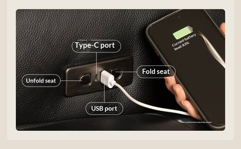 Genuine Leather Power Reclining Sofa with Adjustable Headrests and USB Charging