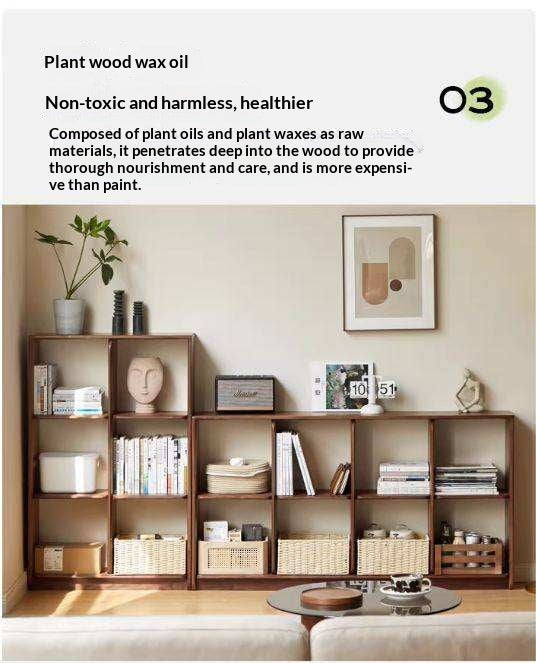 Sandalwood, Black Walnut Solid Wood Bookshelf Shelf Free Lattice Combination