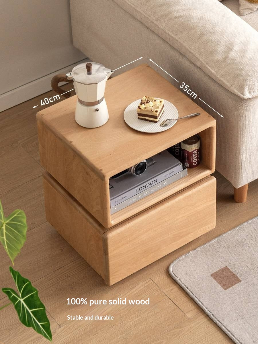 Beech Solid Wood Floor Rotating Side Table