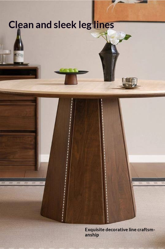 Black Walnut Solid Wood Round Slab Dining Table