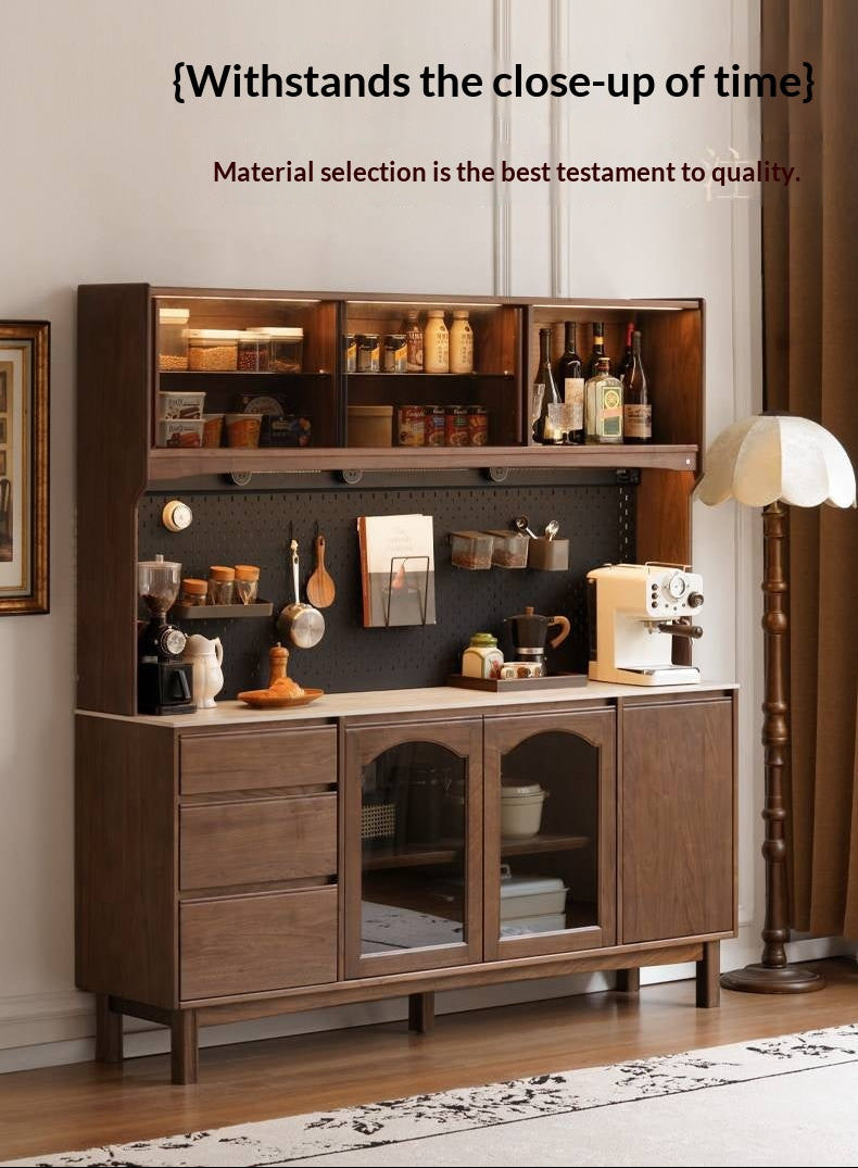 Black Walnut Solid Wood Retro Buffet Cabinet, Sideboard