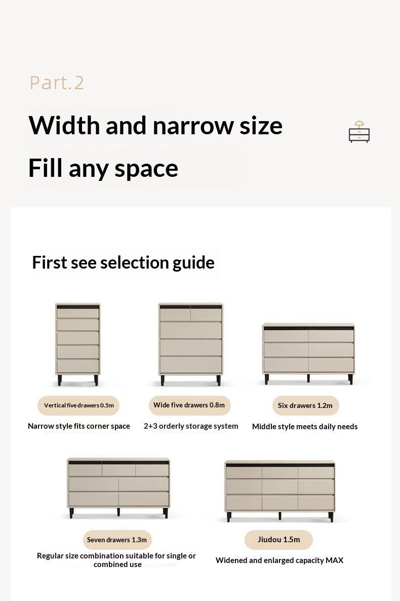 Solid Rubberwood Light Luxury Chest of Drawers