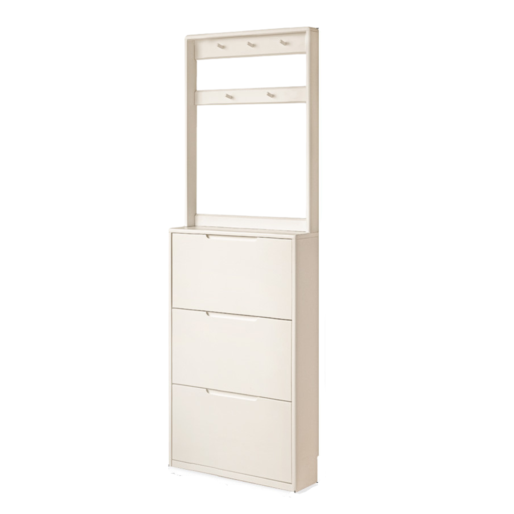 Poplar Solid Wood Cream Style Ultra-thin Shoe Cabinet ,