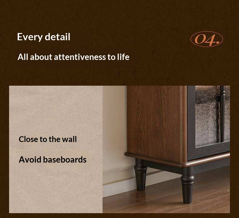 Ash Solid Wood Sideboard with American Retro Style and Storage Cabinet