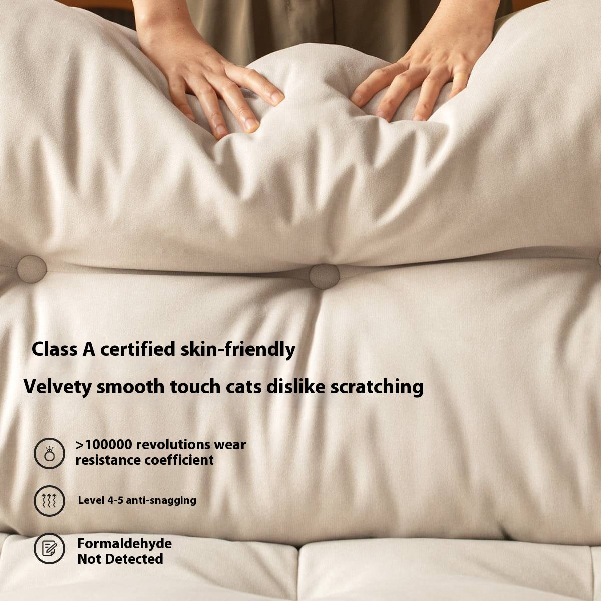 French Retro Fabric Sofa – High-Back with Pet-Friendly Scratch-Resistant Fabric