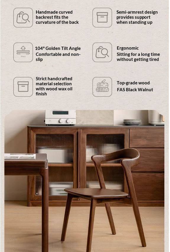 Black Walnut, Ash Solid Wood Dining Chair