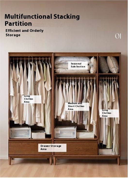 Oak Solid Wood Modern Off-Floor Wardrobe.