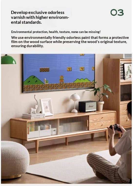 Oak, Beech Solid Wood, Solid RubberWood TV Stand