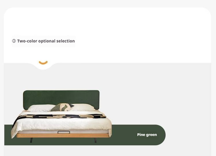 Beech Solid Wood Upholstered Bed — Retro Style with Floating Design, Luminous Light, Luxury Finish
