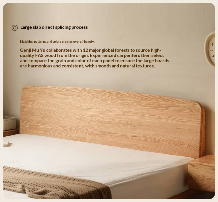 Oak Solid Wood Bed — Simple Floating Bed Design