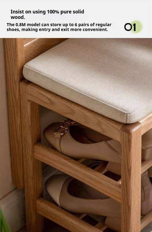 Oak, Beech Solid Wood Shoe Stool Hanger Entrance Partition