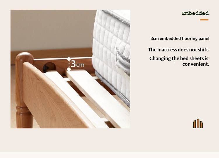 Cherry Solid Wood Bed — French Style Vintage Design