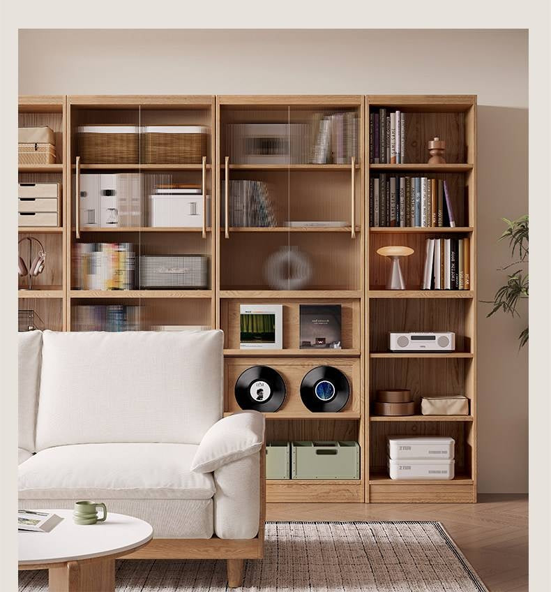 Ash, Oak, Cherry Solid Wood Bookshelf Integrated Wall-Mounted Minimalist