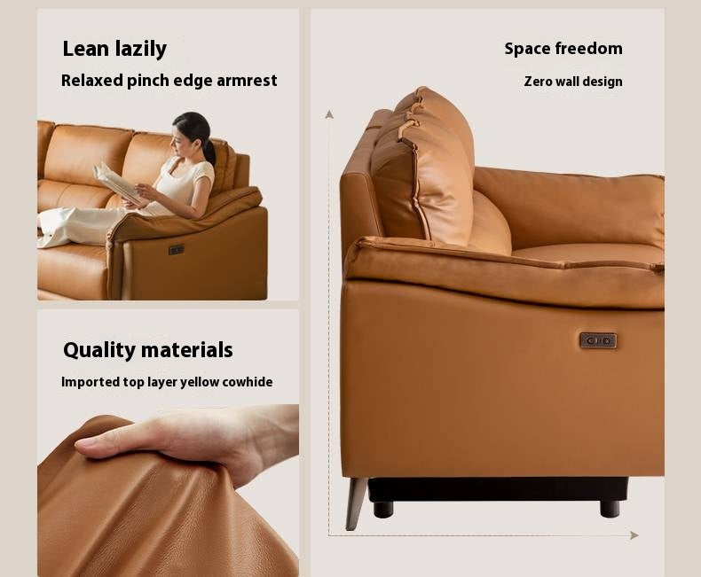 Genuine Leather Italian Style Zero-Wall Electric Recliner Sofa