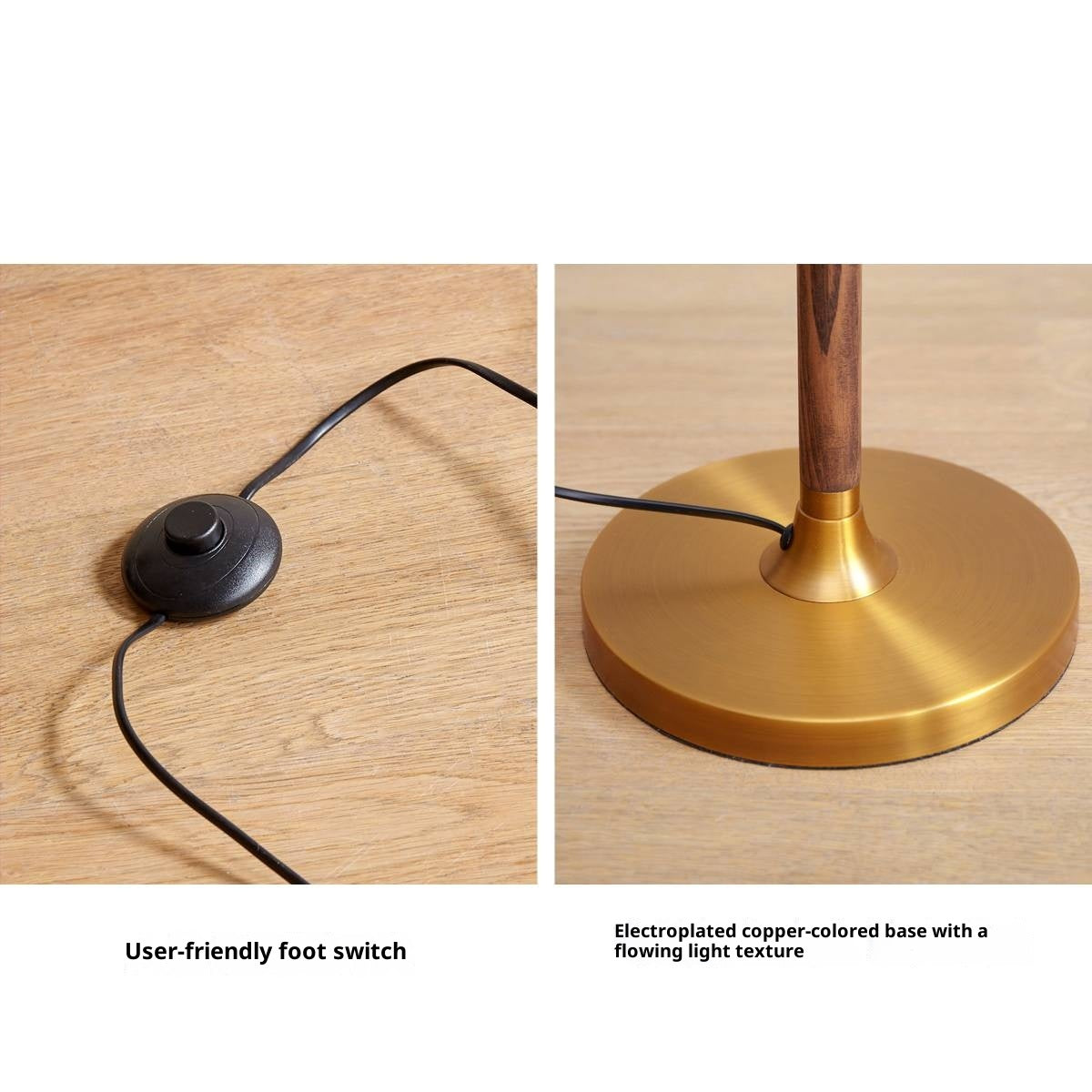 Ash Solid Wood Antique Floor Lamp With A Metal Base