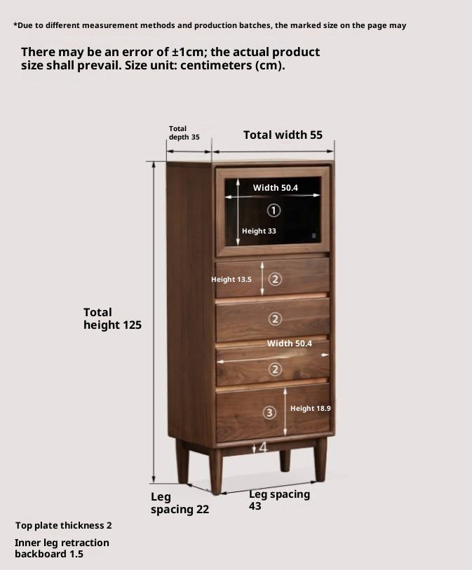 Black Walnut Solid Wood Italian Light Luxury Side Cabinet