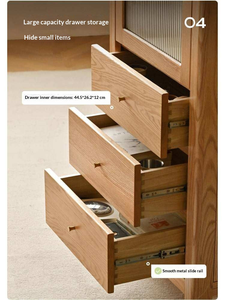 Oak, Solid Rubberwood Modern Minimalist Combination Bookcase