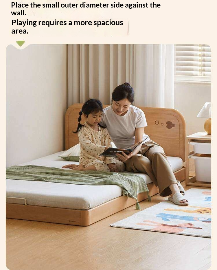 Beech Solid Wood Kids Platform Bed with Night Light