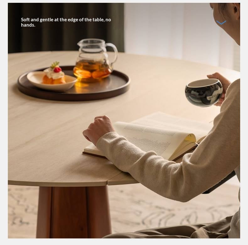 Tulipwood Solid Wood Rock Plate Round Table with Folding Feature