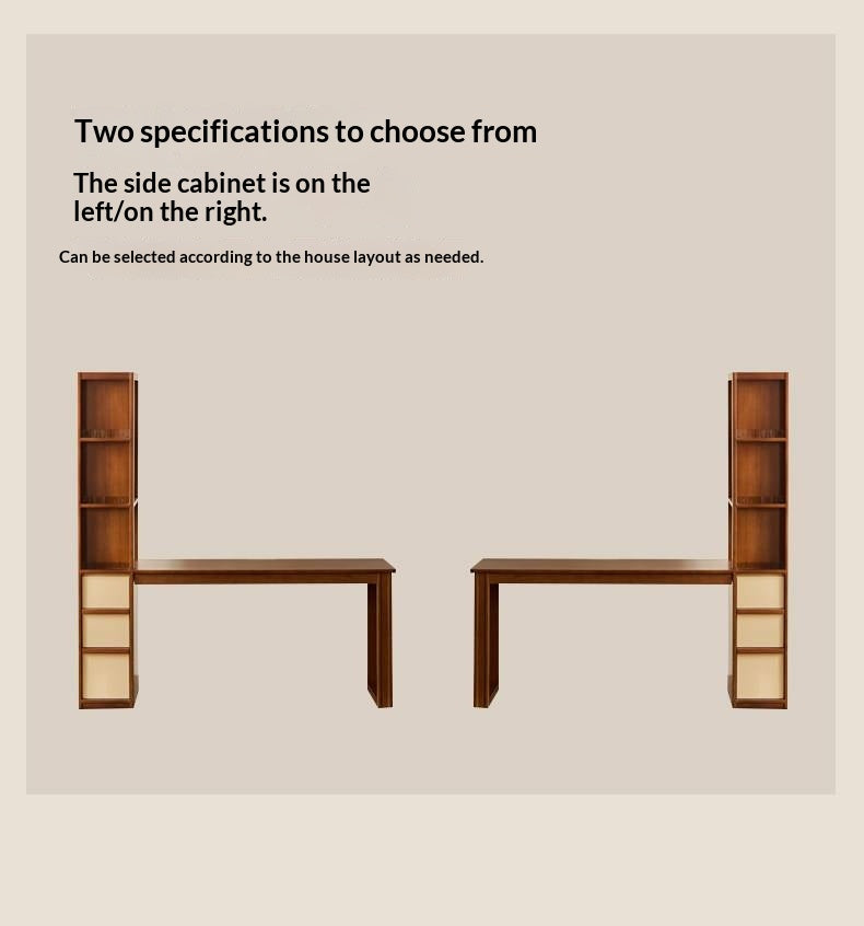 Poplar Solid Wood Retro Style Multifuntional Desk with Integrated Bookshelf