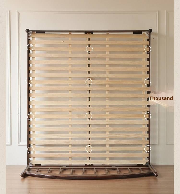 Poplar Solid Wood Bed — American Windsor Style with Retro Vertical Strip Design