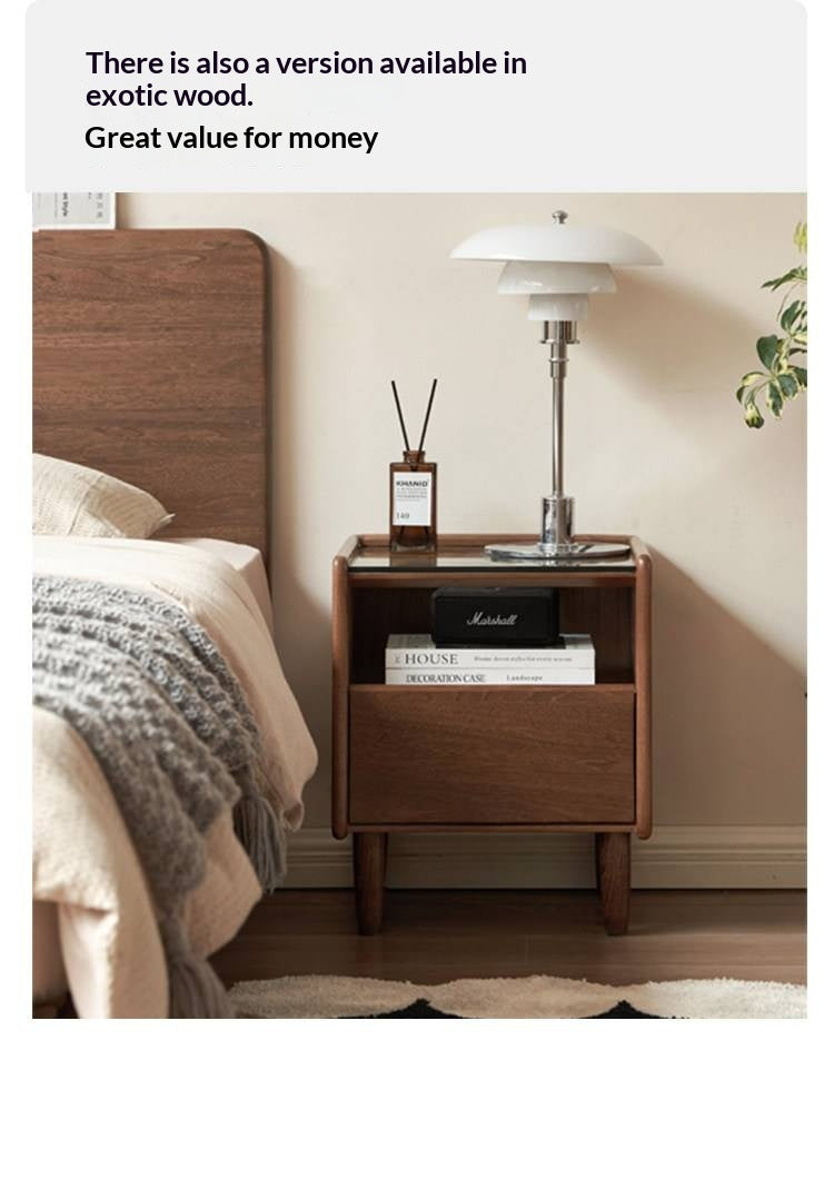 Black Walnut, Catalpa, Sandalwood Solid Wood Nightstand Modern Minimalist