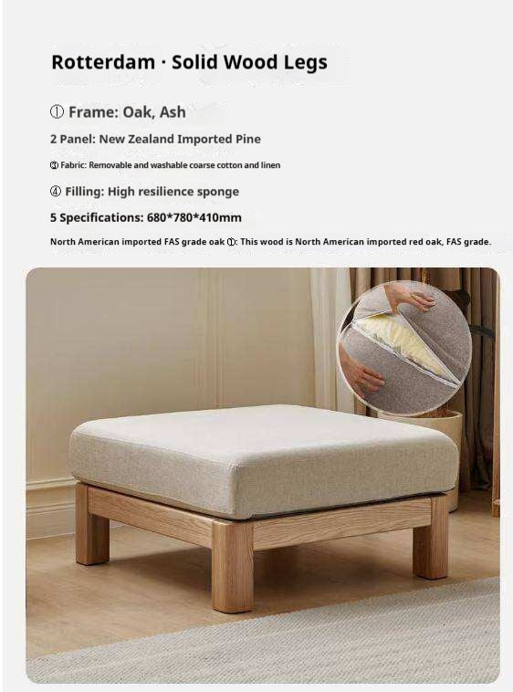 Ash, Oak, Black Walnut Solid Wood  Fabric Footstool