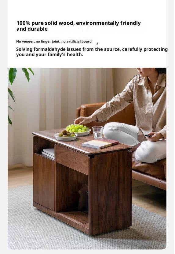 Black Walnut Solid Wood Nordic Style Movable Side Cabinet